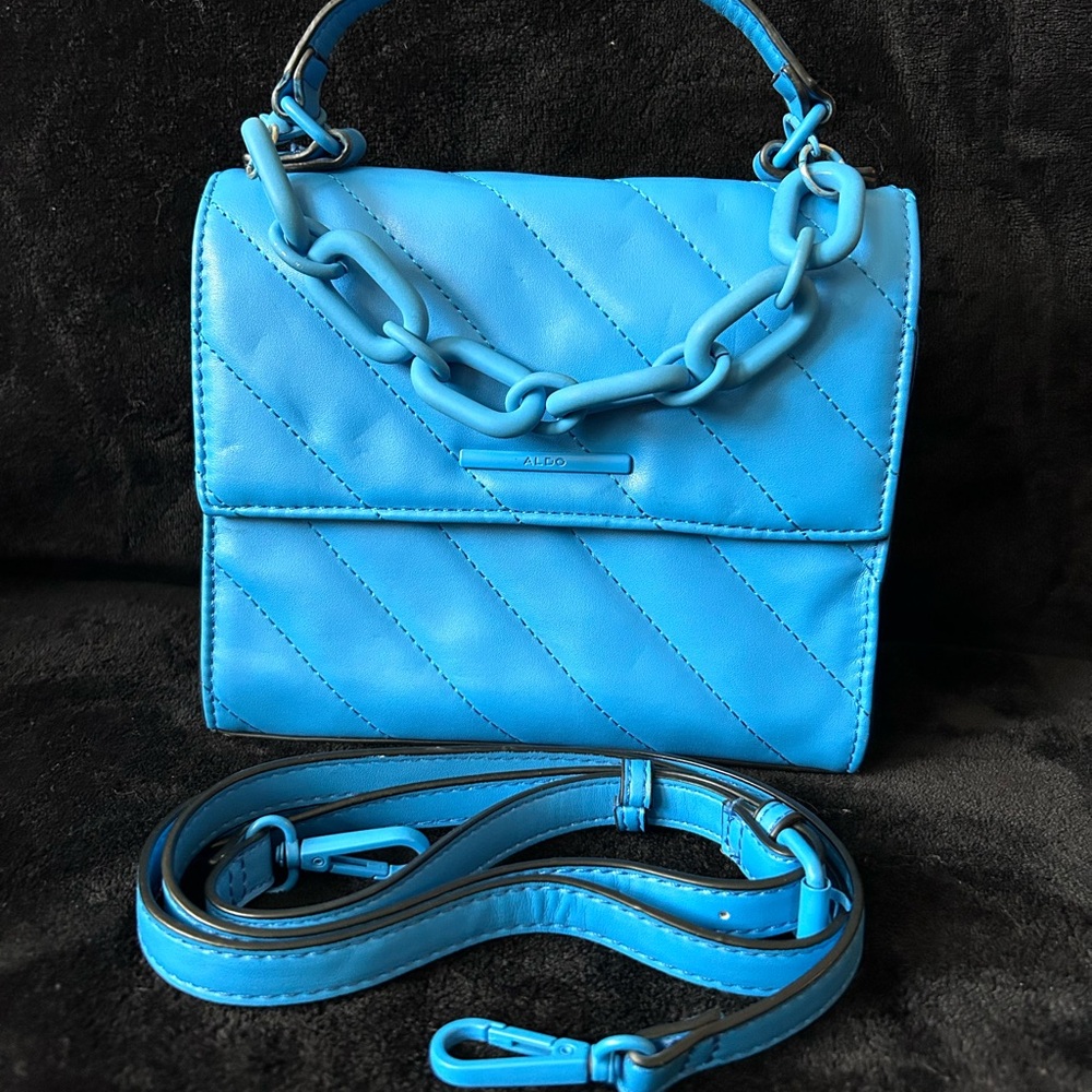 ALDO Sky Blue Quilted Chain-Handle Crossbody Bag